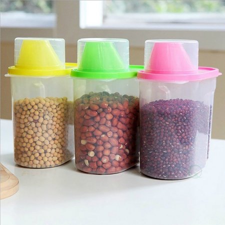 BASICWISE Small BPA-Free Plastic Food Saver, Kitchen Food Cereal Storage Containers with Graduated Cap, PK 3 QI003216.3S